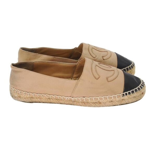 Chanel Embroidered Espadrille 37 Leather CC Cap Toe Flats CC-0803N-0007 - Picture 6 of 11